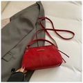 Chic red textured crossbody bag with top handle and adjustable shoulder strap - No Pendant / Red