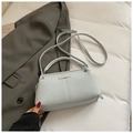 Chic light blue-grey large capacity square shoulder bag with premium leather texture - No Pendant / Blue