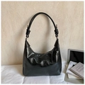 Borsa hobo retrò nera in pelle con dettaglio a nodo e finiture in metallo argento - Nero senza ciondoli