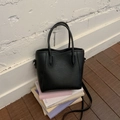 Sac à main noir minimaliste en simili cuir avec poignée et bandoulière amovible - Noir sans Pendentif