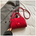Mini borsa bowling rossa con ricamo a paillettes di cavallo e tracolla regolabile - Rosso