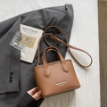 Brown litchi grain faux leather bucket bag with top handle and crossbody strap - Brown No Pendant