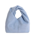 Minimalist light blue pleated cloud bag with soft texture and wide knotted handle - Blue