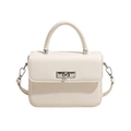 Elegante cremeweiße Mini-Handtasche im Vintage-Stil mit Griff und silbernem Verschluss - Weiß Ohne Anhänger