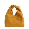 Chic mustard yellow cloud bag with a unique knot handle and soft suede finish - Yellow
