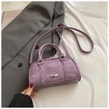 Vintage purple suede-textured crossbody bag with dual handles and silver metal accent - Purple Without Pendant