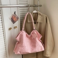 Bolso tote rosa de gran capacidad con estrellas, bordado plata y colgante estrella - Rosa