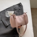 Fashionable light pink leather underarm bag with knot handle and silver hardware - No Pendant / Pink
