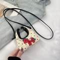 Mini bolso bandolera de lona con bordado de poni rojo y estampado de lunares negros - Negro