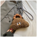 Cute brown plush cartoon crossbody bag with soft curly faux fur and rope strap - Brown Croissant