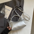 Sac à main argenté métallisé avec poignée supérieure et détail de nœud décoratif - Argent Sans Pendentif