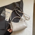 Sac à bandoulière blanc crème élégant avec nœuds et ferrures argentées pour femme - Gris Sans Pendentif