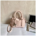 Minimalist light pink Boston bag with silver star charm and detachable strap - Pink with Pendant