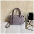 Purple Boston baguette handbag in matte synthetic leather with silver metal hardware - Purple Without Pendant