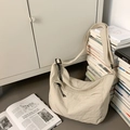 Bolso bandolera beige minimalista de gran capacidad con correa ajustable de nailon - Blanco Roto