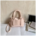 Minimalist light pink Boston handbag with matte leather finish and crossbody strap - Pink Without Pendant