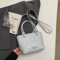 Borsa a tracolla azzurra minimalista con trama vintage, manico superiore e cinturino regolabile - Senza Ciondolo / Blu