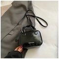 Mini sac à main en cuir verni plissé noir avec bandoulière pour femme élégante - Noir sans Pendentif