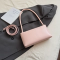 Minimalist light pink rectangular underarm bag in smooth PU leather with adjustable strap - Pink Without Pendant