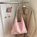 Minimalist pink checkered hobo shoulder bag with large capacity for women - Pink Without Pendant