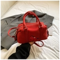 Borsa a mano Boston rossa con ricamo a cavallo e tracolla regolabile - Rosso