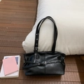 Sac fourre-tout noir vintage en similicuir avec boucles métalliques et sangle réglable - Sans Pendentif / Noir