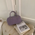 Chic purple suede Boston handbag for women with dual top handles and gold hardware - Purple Without Pendant