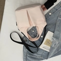 Sac fourre-tout en toile rose clair avec bandoulière réglable noire et plusieurs poches - Sans Pendentif / Rose