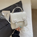 Zaino bianco con fiocchi e stelle argentate, stile preppy dolce per donne eleganti - Bianco Sporco
