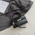 Glossy black patent leather mini crossbody bag with silver hardware and heart charm - Black (With Heart Pendant)