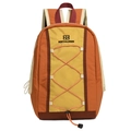 Outdoor sports backpack featuring bright orange and yellow contrast patchwork design - Caramel Orange