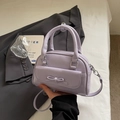 Mini lavender purple pillow bag with bow detail and adjustable shoulder strap - No Pendant / Purple