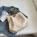 Off-white canvas tote bag with leather logo patch and khaki ribbon shoulder strap - Off White