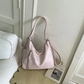 Light pink faux leather hobo bag with fringe tassels and adjustable shoulder straps - Pink Without Pendant