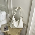 Versatile cream white PU leather backpack and shoulder bag with elegant tassel detail - White Without Pendant