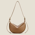 Bolso hobo marrón de media luna con diseño minimalista y correa de hombro ajustable - Caqui