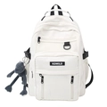 Zaino scolastico beige minimalista con etichetta KDMILD e scomparti multipli per studenti - Borsa Singola / Bianco