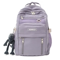 Zaino in nylon lavanda impermeabile con design multitasche e ciondolo a forma di pupazzo - Borsa Singola / Viola