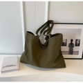 Bolso tote de lona verde oliva para mujer, bolso de hombro grande de estilo minimalista - Verde