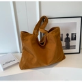 Bolso tote de lona marrón caramelo minimalista con correas anchas y un estilo sencillo - Marrón