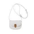 Borsa a tracolla bianca in pelle martellata con fibbia dorata e design a sella - Bianco