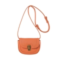 Mini borsa a sella arancione in pelle martellata con fibbia in bronzo vintage - Arancione