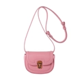 Pink litchi texture crossbody saddle bag with vintage bronze buckle and adjustable strap - Pink