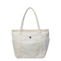 Cream white canvas tote bag with front button pocket and reinforced shoulder straps - Off-white