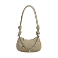 Bolso de hombro plisado verde claro de moda con cadena metálica y colgante de perla - Verde