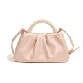 Bolso nube rosa con asa de perlas y pliegues fruncidos, estilo bandolera mujer - Rosa Perlado