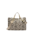 Gesteppte Tote Bag mit Leopardenmuster, Ledergriffen und breitem verstellbarem Gurt - Khaki