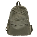 Army green canvas vintage backpack with large capacity and minimalist outdoor style - Green