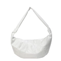 Borsa a tracolla croissant bianca minimalista in ecopelle con dettagli di nodi - Bianco Sporco
