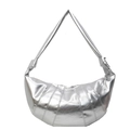 Borsa a spalla croissant argento metallizzato con dettaglio nodo per le donne - Argento